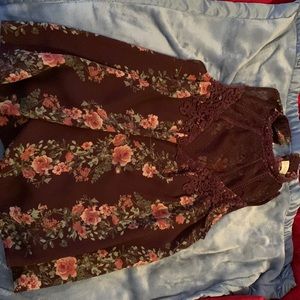 Long flowy flowery shirt, size small